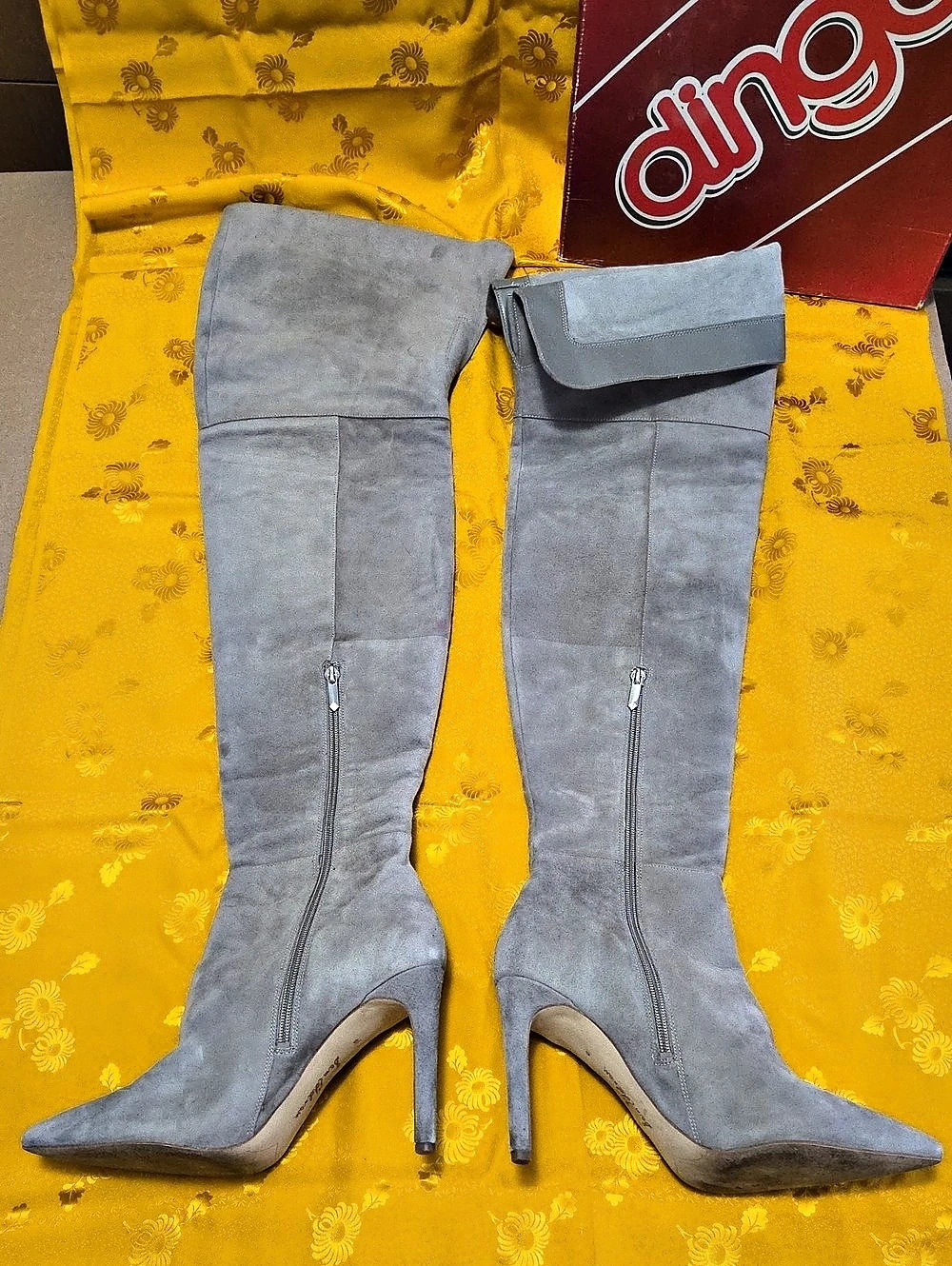 Sam Edelman Gray Suede Over-the-Knee Heeled Boots